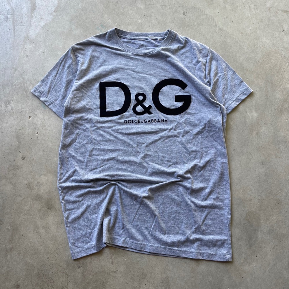 Dolce & Gabbana D&G Logo Heather Grey Cotton T-Shirt Mens Large Made in Italy